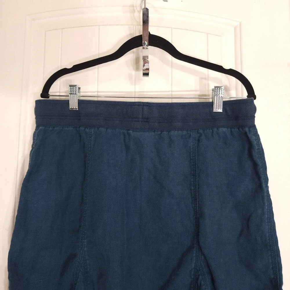 J Jill Womens Skirt Vtg 90s Y2K Blue Linen Drawstring Waist Pleated Midi Size S